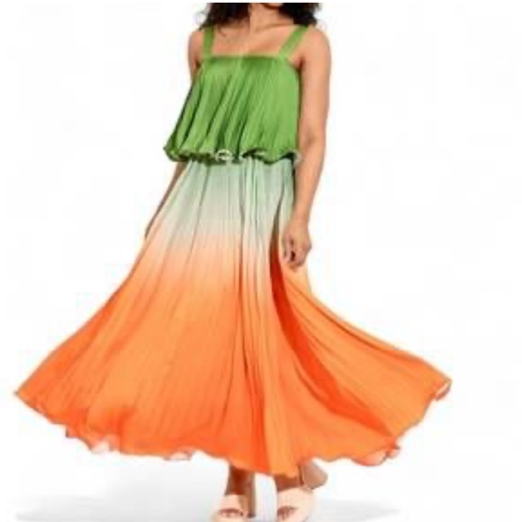 Alden Adair Green and Orange Maxi Dress - Picture 1 of 9